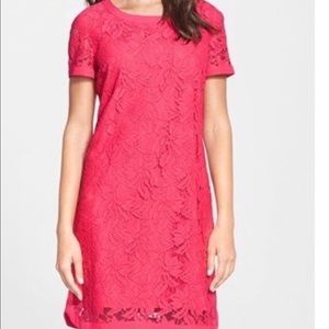 Donna Morgan Red Sheath Mini Dress Short Sleeve Scoop Neck Size 8